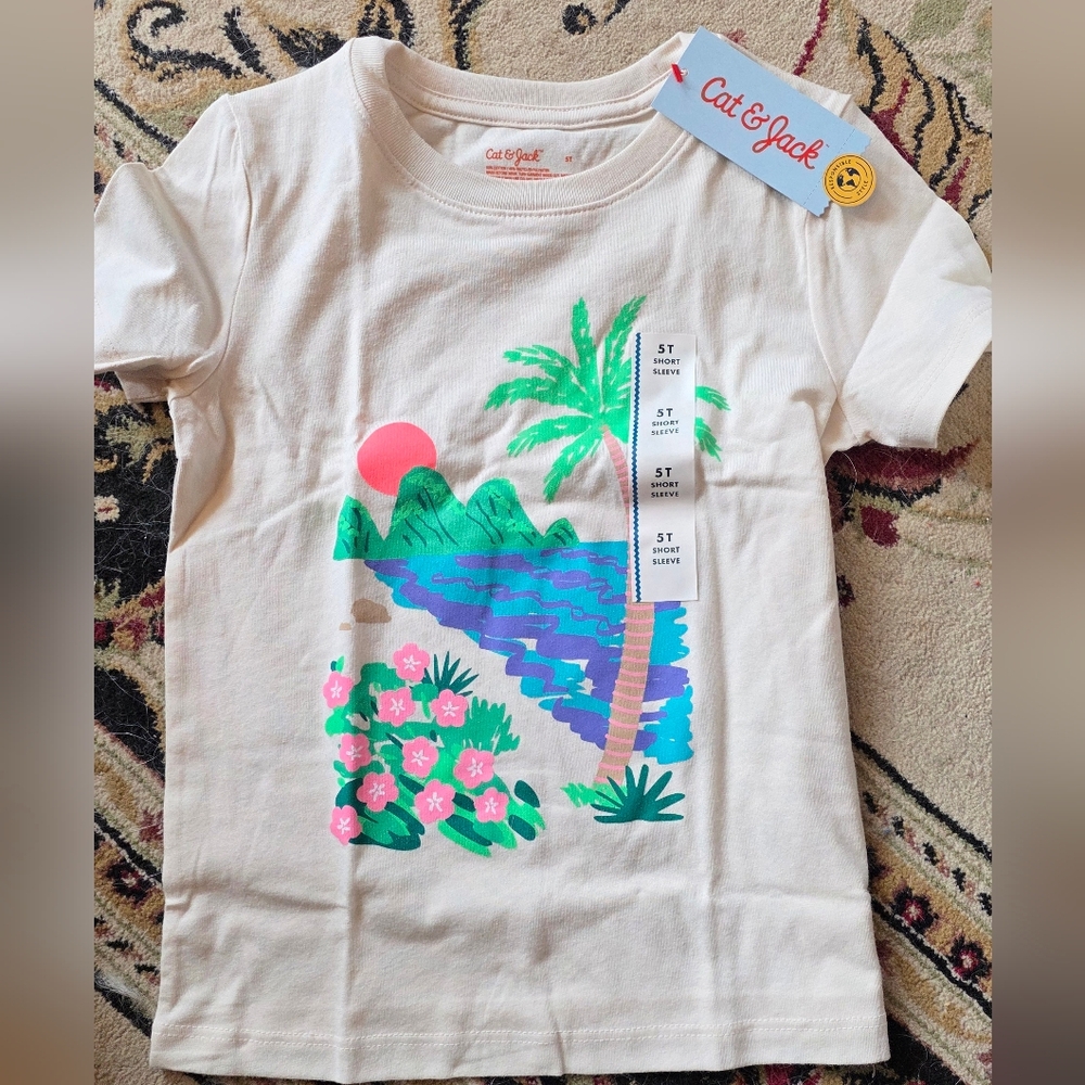 Cat & Jack Cream Scenic Print Kids T-Shirt